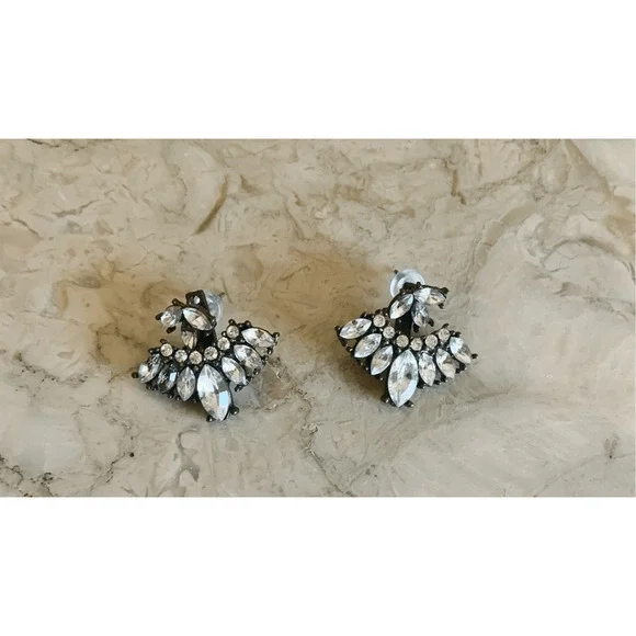Crystal Fan Stud Earrings - Picture 8 of 8